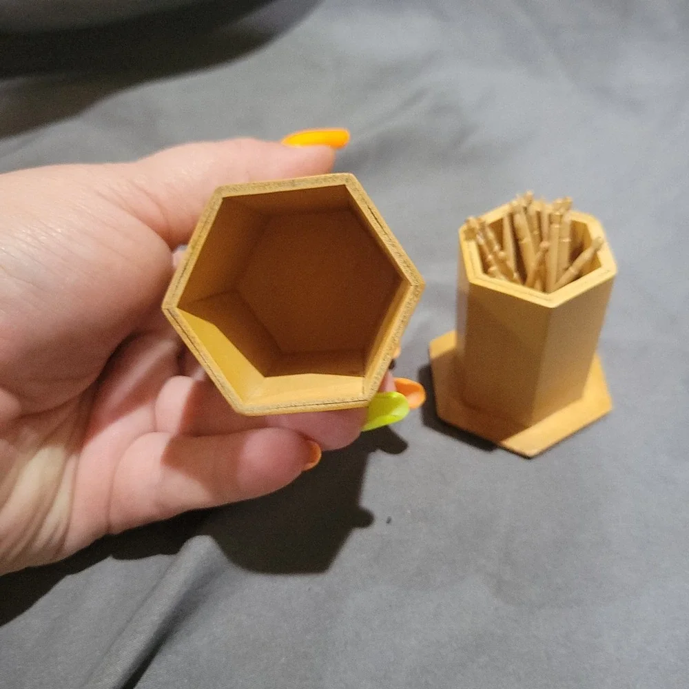 Vintage Handmade Wooden Toothpick Holder Made In China Flowers